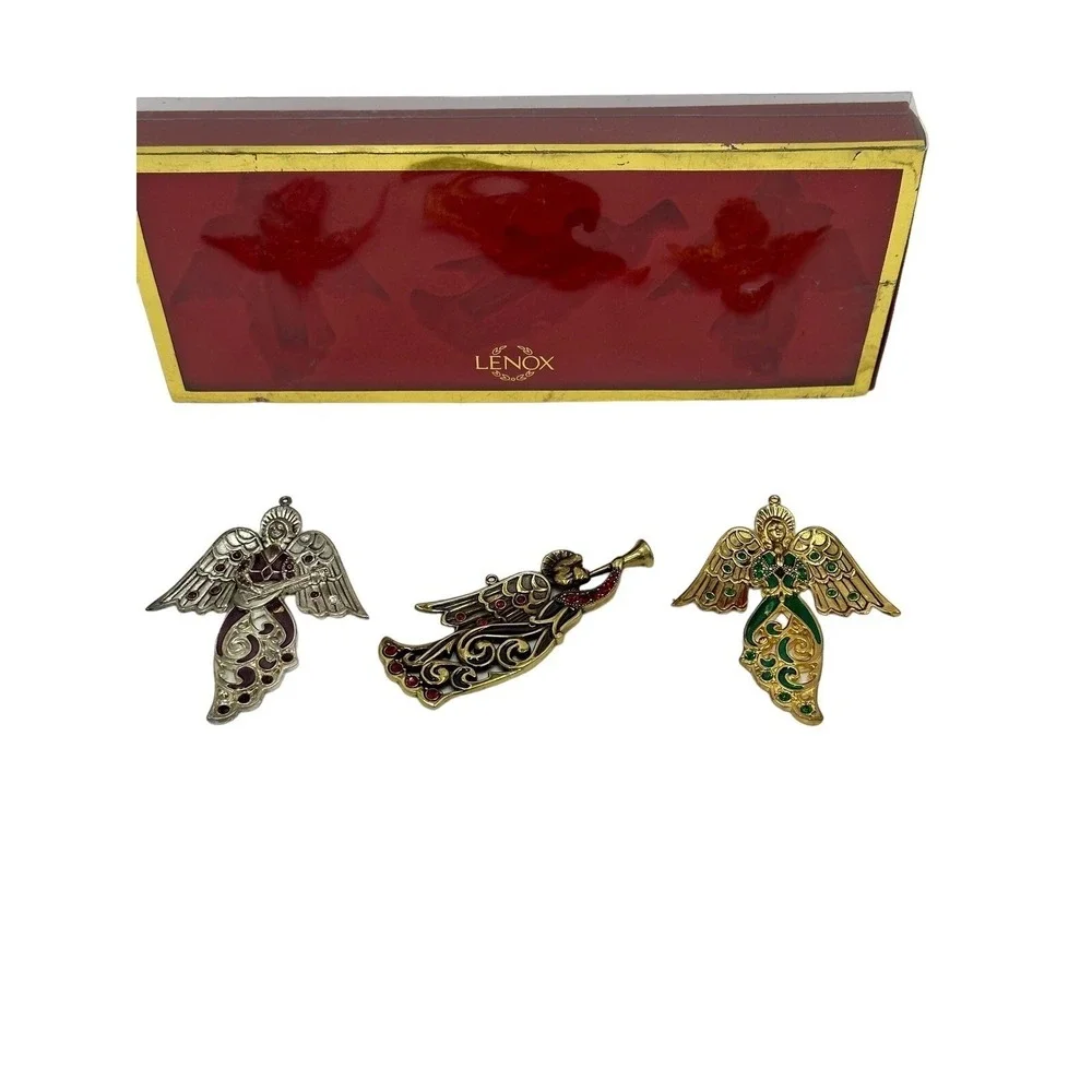 Lenox Vtg Jewel Angel Ornaments Set of 3 Christmas Holiday Tree‎ Decorating Core